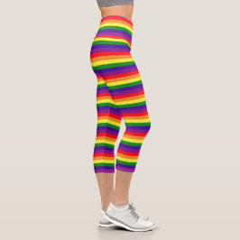 Rainbow 6 Color Strip Gay Pride Capri Leggings
