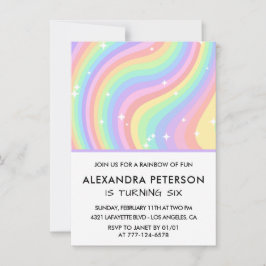 Rainbow 6. Geburtstag Einladungen Pastel Niedlich