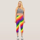 Rainbow 6 Streifen LGBTQ-Stolz Capri Leggings (Vorderseite)
