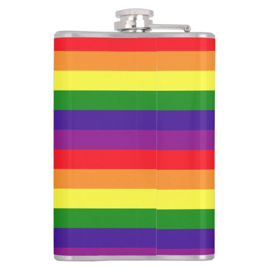 Rainbow 6 Stripe Gay Pride Monogramm Initial Flachmann (Rückseite)