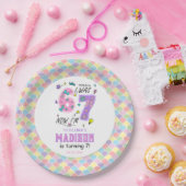 Rainbow 7th Birthday | I Was 6, Now 7 | Kids Pappteller (Party)