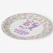 Rainbow 7th Birthday | I Was 6, Now 7 | Kids Pappteller (Schrägansicht)