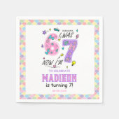 Rainbow 7th Birthday | I Was 6, Now 7 | Kids Serviette (Vorderseite)