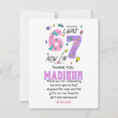 Rainbow 7th Birthday | “I Was 6, Now 7” Party Dankeskarte (Vorderseite)