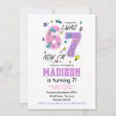 rainbow 7th Birthday | “I Was 6, Now 7” Party Einladung (Vorderseite)