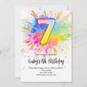 Rainbow 7th Birthday Invitation Einladung (Vorderseite)