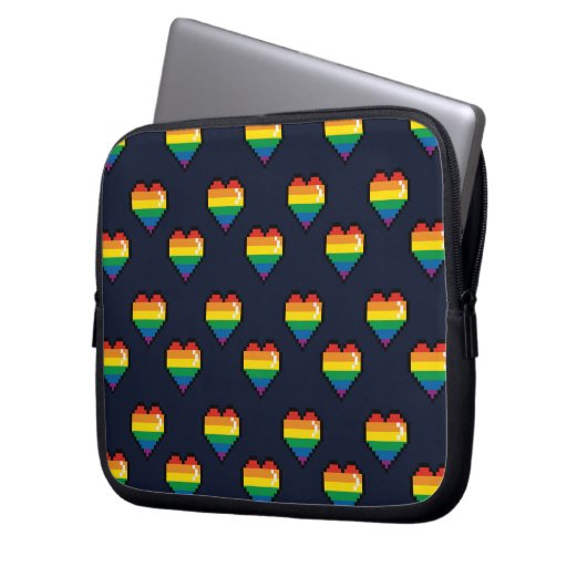 Rainbow 8 Bit Herzmuster Laptopschutzhülle (Vorderseite Links)