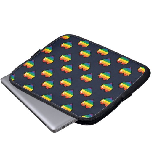 Rainbow 8 Bit Herzmuster Laptopschutzhülle (Vorne Knopf)