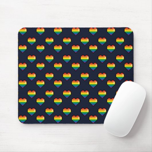 Rainbow 8 Bit Herzmuster Mousepad (Mit Mouse)