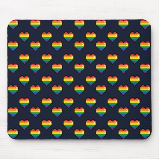 Rainbow 8 Bit Herzmuster Mousepad (Vorne)