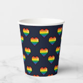 Rainbow 8 Bit Herzmuster Pappbecher (Vorderseite)
