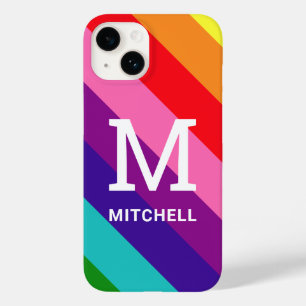 Rainbow 8 Stripe Gay Pride Custom Monogram Initial Case-Mate iPhone 14 Hülle