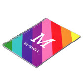 Rainbow 8 Stripe Gay Pride Custom Monogram Initial Notizblock (Linke Seite)