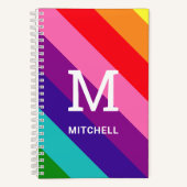Rainbow 8 Stripe Gay Pride Custom Monogram Initial Notizblock (Vorderseite)