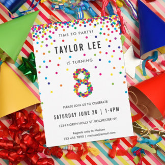 Rainbow 8 Year Old Birthday Party, 8. Geburtstag Einladung