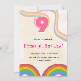 Rainbow 9th Birthday Party Invitation Einladung