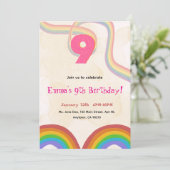 Rainbow 9th Birthday Party Invitation Einladung (Stehend Vorderseite)