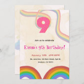 Rainbow 9th Birthday Party Invitation Einladung (Vorne/Hinten)