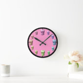 Rainbow Abs Wall Clock Pink Runde Wanduhr (Zuhause)