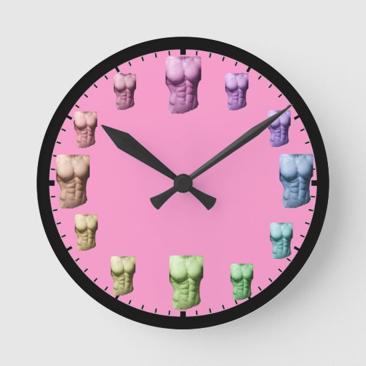 Rainbow Abs Wall Clock Pink Runde Wanduhr (Vorderseite)