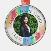 Rainbow Abschluss Foto Elegante Custom Christmas Ornament Aus Metall (Vorne)