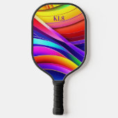 Rainbow Abstrakt Art Monogram Pickleball Schläger (Rückseite)