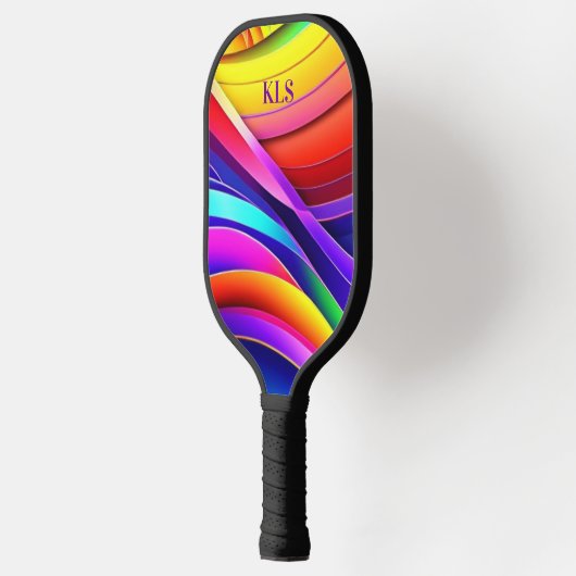 Rainbow Abstrakt Art Monogram Pickleball Schläger (Links)