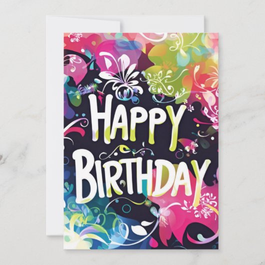 Rainbow Abstrakt auf Black Birthday Einladung (Vorderseite)