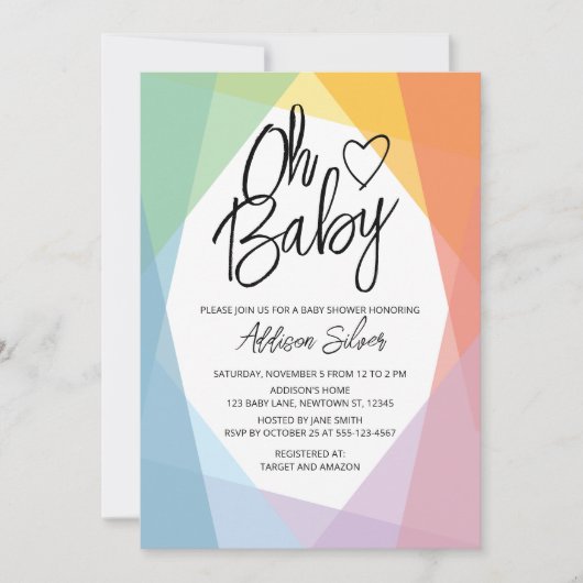 Rainbow Abstrakt Baby Dusche Einladung (Vorderseite)
