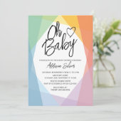 Rainbow Abstrakt Baby Dusche Einladung (Stehend Vorderseite)