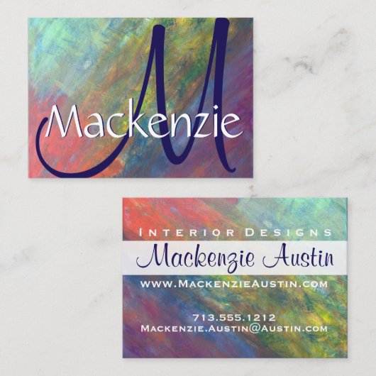 Rainbow Abstrakt | Cool Psychedelische Pinselstric Visitenkarte (Vorne/Hinten)