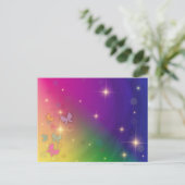 Rainbow Abstrakt Fairy Lights Schmetterlinge Glitz Postkarte (Stehend Vorderseite)