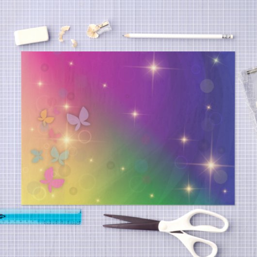Rainbow Abstrakt Fairy Lights Schmetterlinge Glitz Seidenpapier (Handwerk)