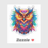 Rainbow Abstrakt Owl Colorful Watercolor Artwork Aufkleber (Blatt)