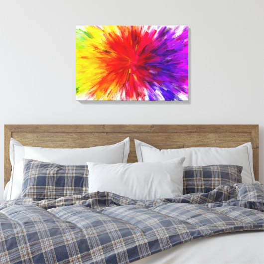 Rainbow Abstrakt Paint Splash Style Digitale Kunst Leinwanddruck (Insitu (Schlafzimmer))