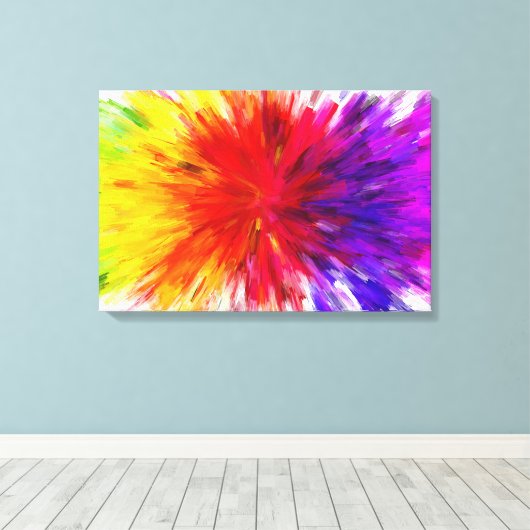 Rainbow Abstrakt Paint Splash Style Digitale Kunst Leinwanddruck (Insitu (Holzboden))