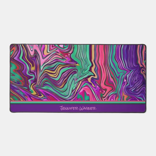 Rainbow Abstrakt Playful Stripdesign Name Schreibtischunterlage (Vorderseite)