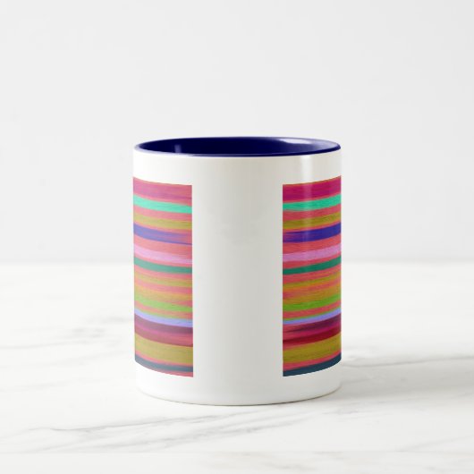 Rainbow abstrakte Kunststreifen Zweifarbige Tasse (Mittel)
