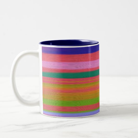 Rainbow abstrakte Kunststreifen Zweifarbige Tasse (Links)
