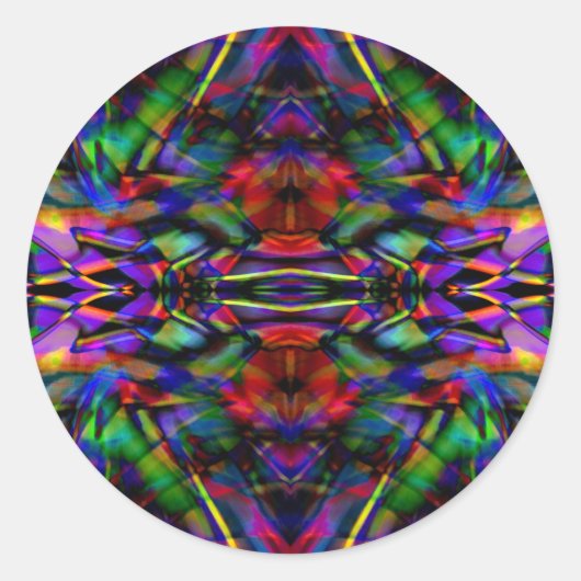 Rainbow Abstraktes Fraktal Art Runder Aufkleber (Vorderseite)