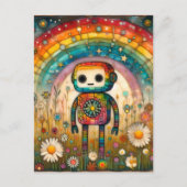 Rainbow Adorable Robot Postkarte (Vorderseite)