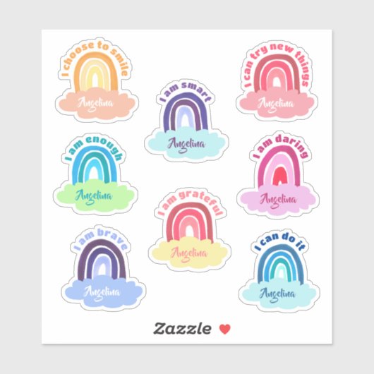 Rainbow Affirmname Custom-Cut Vinyl Sticker (Blatt)