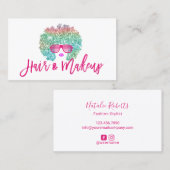 Rainbow Afro Hair Girl Sonnenbrille Mode-Stylist Visitenkarte (Vorne/Hinten)