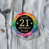 Rainbow Agate Gold Glitter Birthday Badge Button (Beispiel)