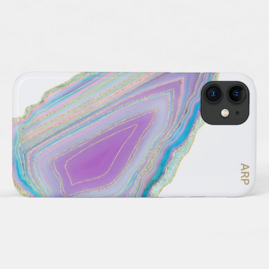 *~* Rainbow Agate Gold Glitzer Pastell Case-Mate iPhone Hülle (Rückseite (Horizontal))