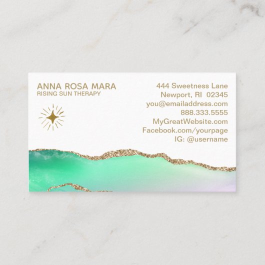 *~* Rainbow Agate Gold Glitzer Vein Pastel Star Visitenkarte (Rückseite)