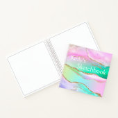 Rainbow Agate Gold Glitzern Monogram Sketchbook Ni Notizblock (Innenseite)