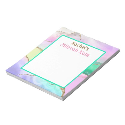 Rainbow Agate Modern Mitzvah Note Girls Notepad Notizblock (Rotiert)