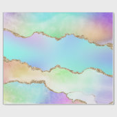 Rainbow Agate Pastel Imitats Glitzer Geschenkpapier (Flach)