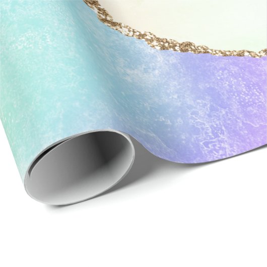 Rainbow Agate Pastel Imitats Glitzer Geschenkpapier (Rolleneckpunkt)